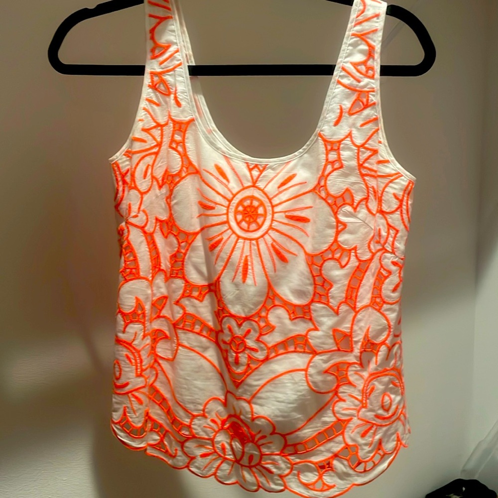 MILLY scoop embroidered tank